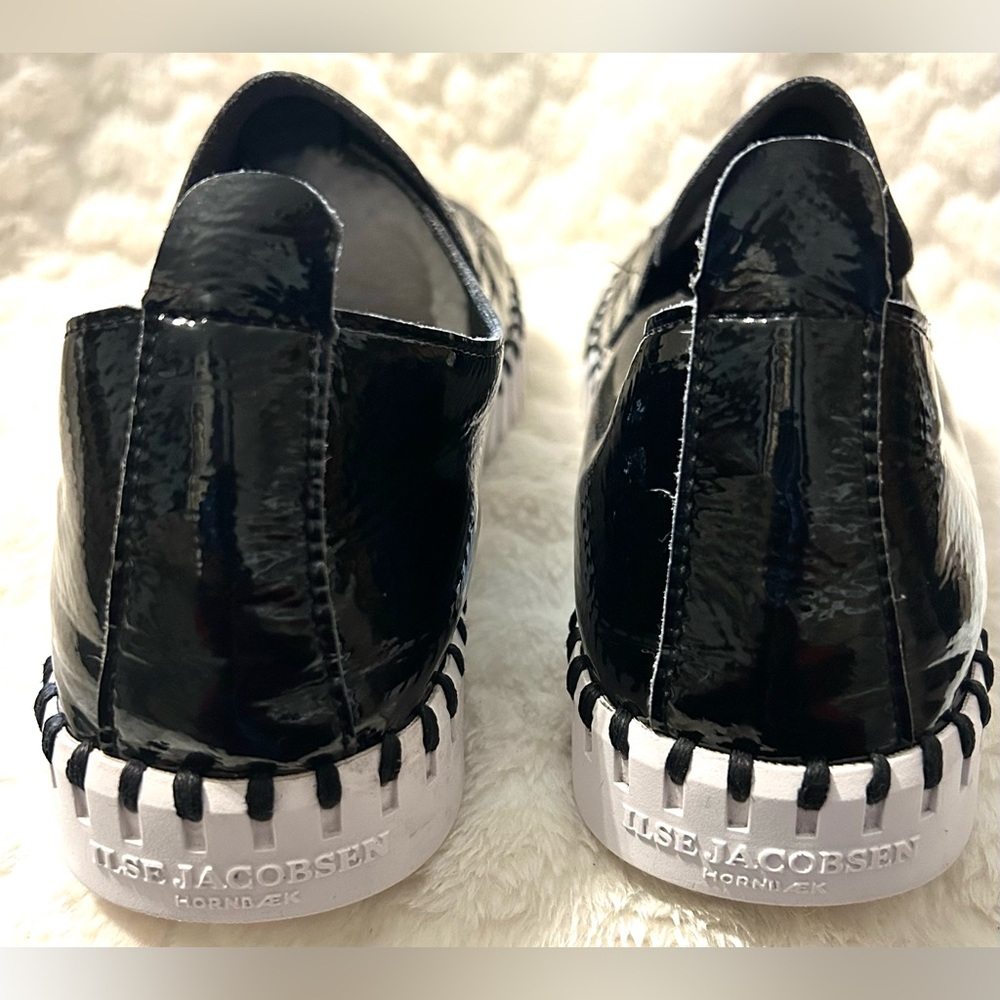Ilse Jacobsen Hornbaek Shiny Black patent Slip-On Loafer women’s size 10 - Picture 8 of 9